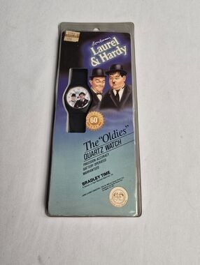 Vintage 1986 Laurel & Hardy The Oldies wrist watch NWT Bradley Elgin Deadstock